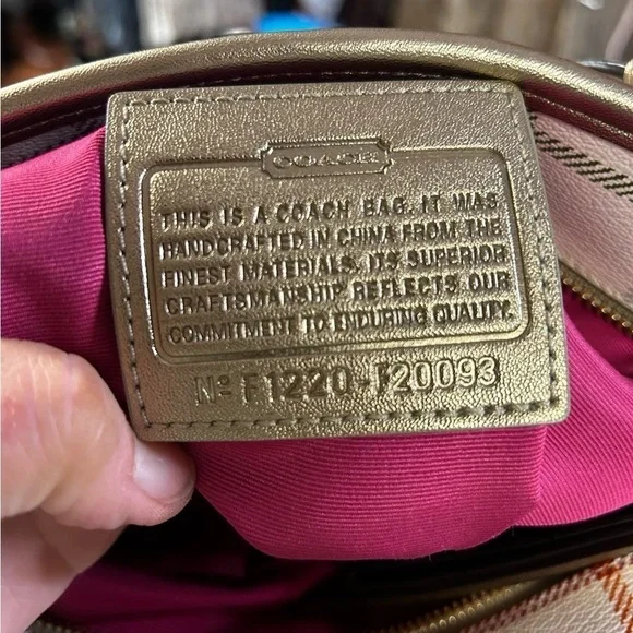 Coach Heritage Tattersall Signature Off WhiteShoulder Handbag